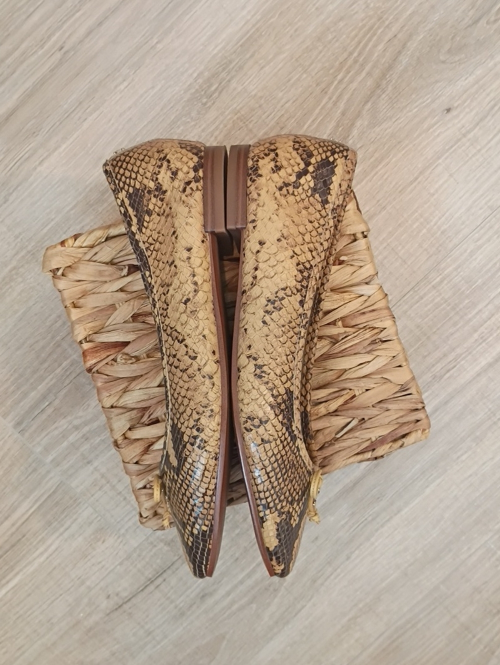 Sam Edelman Snake Print- Jillie Ballet Flats in Tan and Brown Square Toe Size 8 - Picture 8 of 10